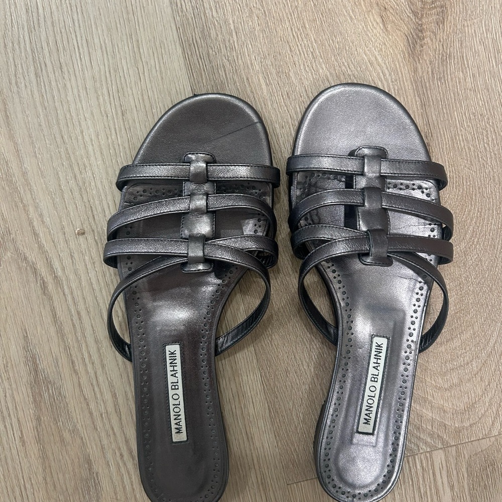 Manolo Blahnik - Vintage Metallic Strappy Sandals